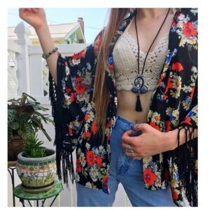 Floral & Fringe Kimono